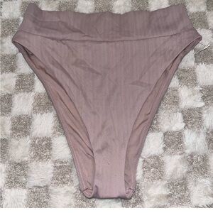 aerie Ribbed High-Waist Bikini Bottom - Mauve